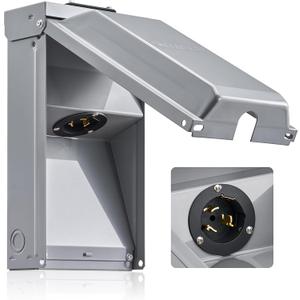 SURAIELEC 50 Amp Generator Power Inlet Box, NEMA SS2-50P Generator Box for 3-Prong Generator Cord, 120/240V, 12000W Weatherproof Outdoor Outlet Receptacle