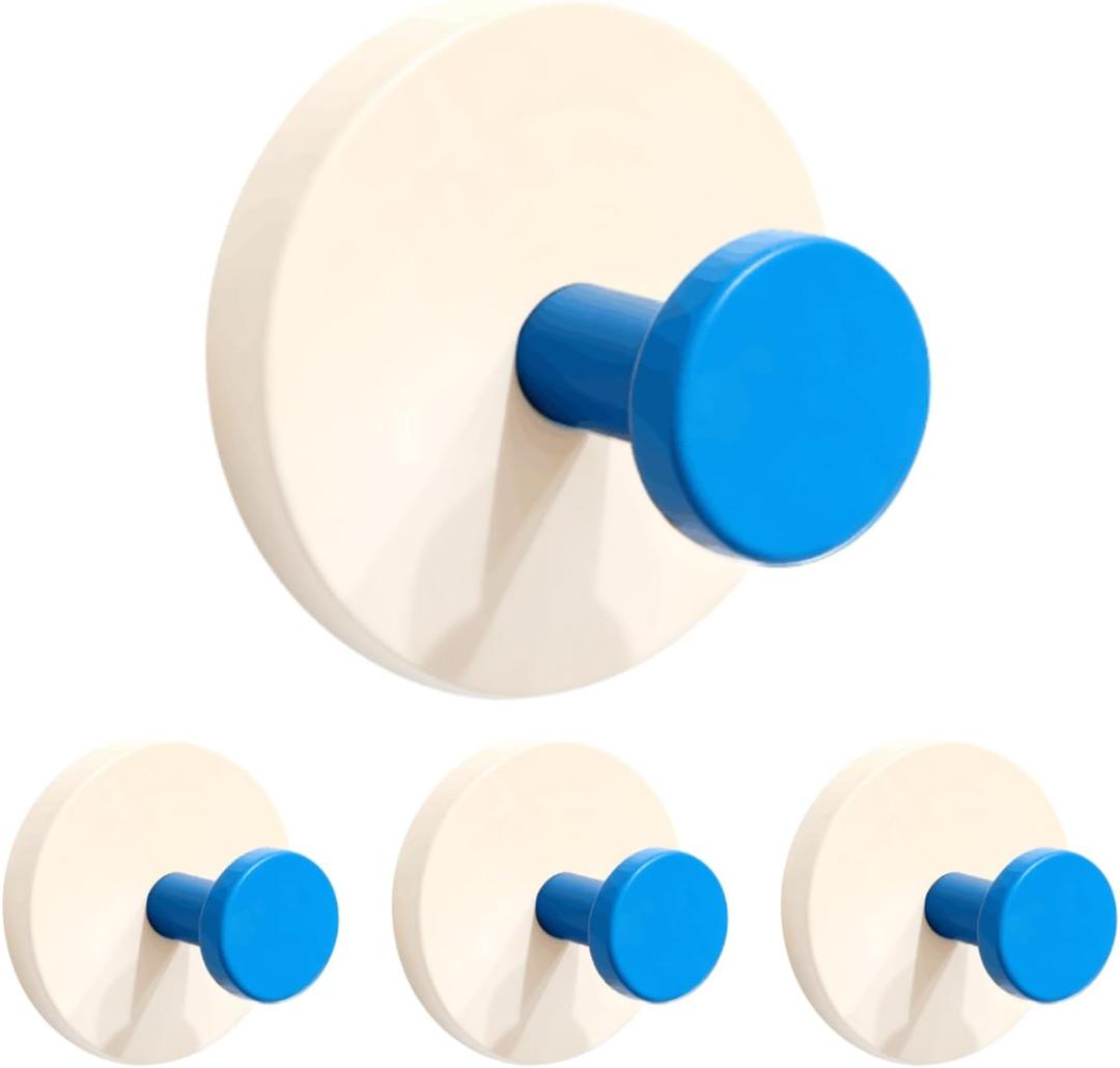 WSHSTS 2026 New Adhesive Wall Towel Hooks with Dual-Lock Design, Colorful Heavy Duty Sticky Holder Waterproof Shower Hooks Hanging Coat, Clothes, Closet Hook Wall Mount for Bathroom Kitchen