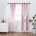 INLINAS Pale Pink Blackout Curtains with Sheer Overlay - Grommet Top Thermal and Noise Reduction Panels for Bedroom and Living Room Light Blocking and Energy Saving, 52 x 108 Inches, Set of 2
