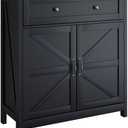 Semiocthome Farmhouse Sideboard Buffet Cabinet with Storage and Adjustable Shelf, Accent Table with Barn Door, Storage Cabinet for Kitchen, Dining Room, Bathroom, Entryway - Black