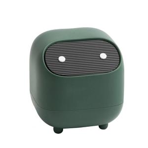 Cute Mini Ninja Desktop Snack Holder/Bedroom Trash Can Double Press Trash Can with Lid Suitable for Office Living Room (Green)