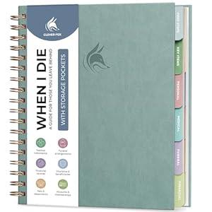 Clever Fox When I Die Planner With Pockets for Documents – End-of-Life Organizer Binder for Important Personal Info & Final Wishes (Blue Surf)