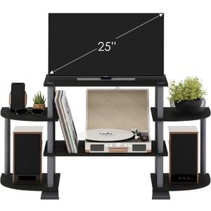 Furinno Turn-N-Tube Rounded Corner TV Entertainment Center, Black/Grey, Standard