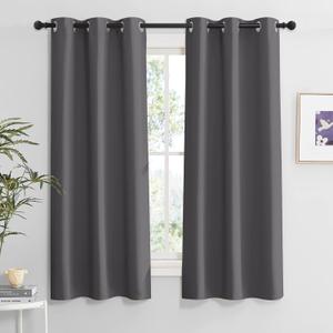 RYB HOME Grey Blackout Curtains 63 inches Length 2 Panels Set, Heavy Duty Solid Curtains Drapes Room Darkening Privcay Window Treatment for Bedroom Closet Bathroom, 42 inch Width x 63 inch Length (42"W x 63"L (Pack of 2))