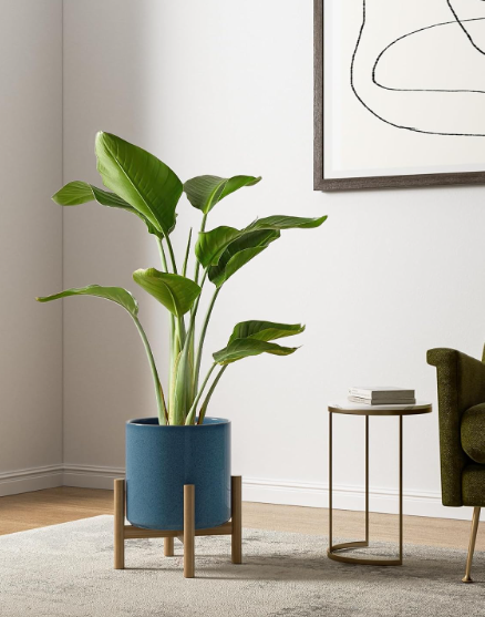 LE TAUCI Ceramic Plant Pots Indoor, 10+8+6 Inch Planters for Indoor Plants, Mid-Century Modern Flower Pots with Drainage Hole and Plug, Cylinder Round Planters, Reactive Glaze Blue
