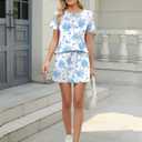 TCOT Pajamas for Women Set Summer Fashion Short Sleeve Crewneck Tops with Skirt Sets Pajama Casual Loungewear (M)