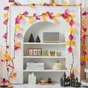 Lighted Fall Garland | Fall Leaves Lights Plug in | 35 Orange Bulbs | Connectable | for Halloween Fall Thanksgiving Autumn Harvest Decoration (9Feet-Length)