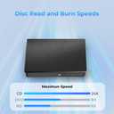 External Blu Ray Drive, Support 50G Disc Read/Write Bluray Drives, Portable 3D Blu Ray Burner with USB 3.0 and Type-C, Blu Ray Reader Suitable for Windows XP/7/8/10/11 MacOS for Laptop, Desktop, Mac