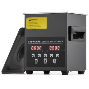CREWORKS 2L Digital Ultrasonic Cleaning Machine with Degas and Gentle Mode, 60W Ultrasonic Cleaner Machine with Heater and Timer, 0.5 gal Ultrasound Cleaner for Retainer Watch Denture Glasses More