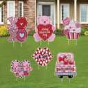 Valentines Day Decorations Yard Signs, 6 Pcs Candy Heart Lawn Decorations Outdoor Valentines Decor with Stakes for Valentine's Day Wedding Anniversary Party Supplies