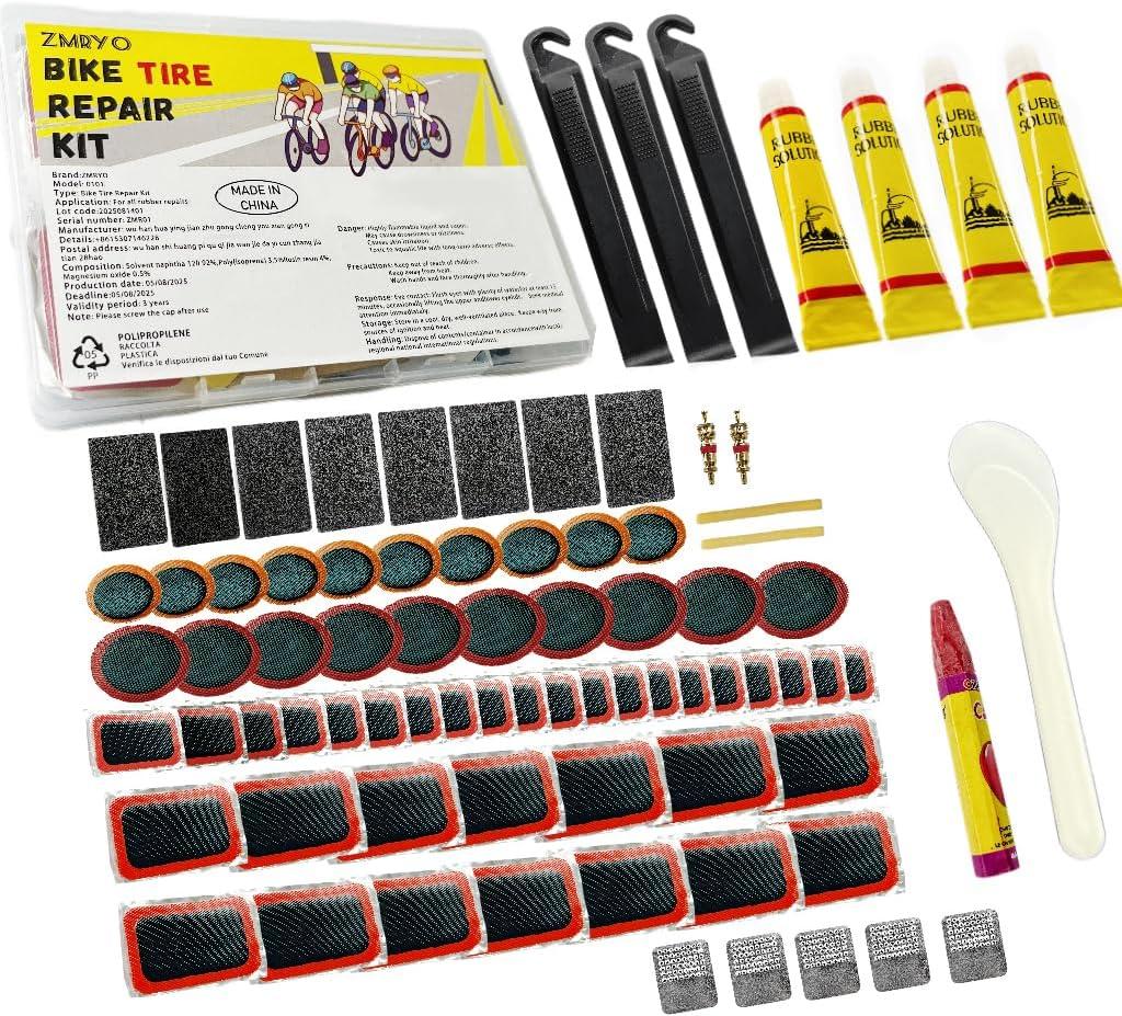Bike Tire Repair Kit, 80 PCS Bike Tube Patch Kit with Bike Tire Levers, Bike Tire Patch and Tire Repair Glue, Bike Patch Kit for Mountain and Road Bike