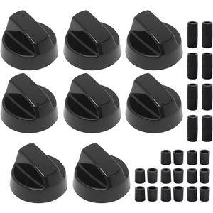 8 Pack Control Knobs with 24 Adapters, Replacement for Multiple Models Oven Stove and Range, Black Stove Knobs Replacement Set
