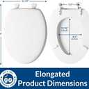 Mayfair Athens Toilet Seat, Easy Clean Hinges and Durable Wood Seat, Elongated, White