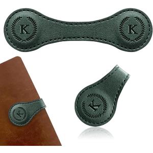 Handmade Personalized Leather Magnetic Bookmark - Custom Initial Letter Design with 26 Alphabet Choices - Durable Bookmark for Readers, Book Lovers, Women & Kids (1pcs Green)