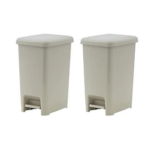 Superio Slim Trash Can with Foot Pedal  10.5 Gallon Step-On Trash Can with Lid, Large Plastic Garbage Can, Trashcan for Bathroom, Kitchen, Office, Bedroom, Dorm Room, Patio,  Greige, 2