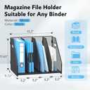 SUPEASY Binder Organizer, Magazine File Holder with 4 Vertical Compartments Rack, Metal Desk File Organizer & Binder Holders, Magazine Organizers for Office Desktop, Home, School (Black)