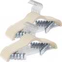 24-Pack Beige Velvet Hangers with Clips Adjustable,Adult Hangers,Heavy-Duty,Felt,Non-Slip,Space Saving,Slim Outfit Hanger for Pants, Skirts, Suits,Coats, Dresses ect.