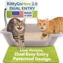 KittyGoHere 2.0 Easy-Entry Cat Litter Box Large Open-Top Low Entrance Litter Pan with Higher Sides & Two Entrances Ideal for Senior & Arthritic Cats Made in USA (Grey)
