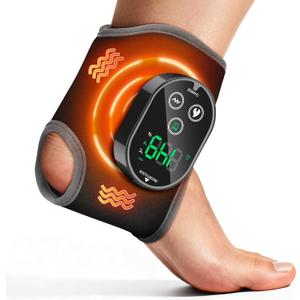 Cordless Ankle Heating Pad for Pain Relief, Foot and Ankle Massage for Circulation, Rechargeable Neuropathy Foot Massager Heated Ankle Wrap, Black