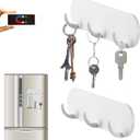 2-Pack Magnetic Key Holder with 3 Hooks for Refrigerator, Kitchen, and Laundry Rooms