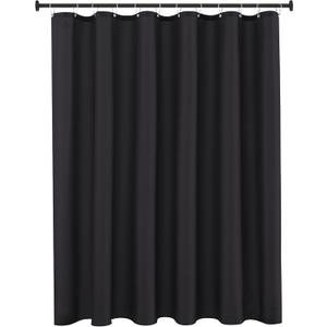 Biscaynebay Extra Long Fabric Shower Curtain Liner 72 Inch Width by 84 Inch Length, Black Water Resistant Bathroom Curtains, Rust Resistant Grommets Top Weighted Bottom Machine Washable
