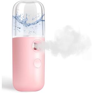 4 x GIVERARE Nano Facial Steamer, Handy Mini Mister, USB Rechargeable Mist Sprayer, 30ml Visual Water Tank Moisturizing&Hydrating for Face, Daily Makeup, Skin Care, Eyelash Extensions-Pink
