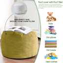 HIGOGOGO Round Stuffed Pouf Ottoman, Corduroy Poufs with Foam Chunk Filling, Furry and Fluffy Pouf Foot Stool Storage Ottoman, 26 X 18 Floor Poufs Foot Rest for Living Room, Green