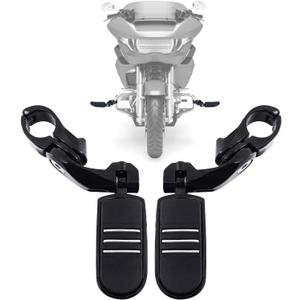 1.25" Motorcycle Foot Pegs Adjustable Highway Pegs for Harley Davidson Touring Road King Road Glide Street Glide Electra Glide Dyna Sportster Softail 1 1/4" Crash Bar Highway Peg, Black (Medium)