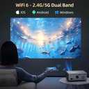 KSAN Movie Projector, [800 ANSI Lumen] Projector with WiFi 6 and Bluetooth 5.2, Movie Projector for Indoor Outdoor, 5W Speaker, Support 200inch, Video Proyector Compatible with Phone/TV Stick/PC/PS4
