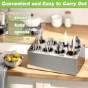 tonchean 8-Hole Compartment Large Capacity Countertop Cutlery Rack, Commercial Stainless Steel Utensil Organizer with Drainage Function, Metal Cutlery Storage Box for Kitchens, Silver