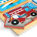 Melissa & Doug Natural Play Wooden Puzzle: Ready, Set, Go (Four 4-Piece Vehicle Puzzles)