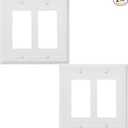 Double Decorator Light Switch Cover Belaire Beaded Metal Wall Plate, 2-Pack White 2 Gang Double Rocker, for Receptacle Dimmer GFCI Outlet Switch Cover Decorative Wallplate, Durable