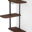 Love-KANKEI Corner Shelf Wall Mount of 3 Tier Rustic Wood Floating Shelves for Bedroom Living Room Bathroom Kitchen Office and More Dark Walnut