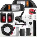 12V LED Headlights and Taillight Set with Street Legal Light Kit Compatible with EZGO TXT Golf Carts 1996-2013 for Gas and Electric Upgrade with Turn Signal Wire Harnes, Brake and Horn