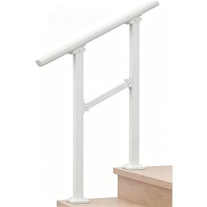 Metty Metal Hand Rails for Outdoor Steps,2 Step White Stair Railing Kit