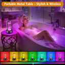 Portable Table Lamp for Outdoor Indoor: Cordless Rechargeable Desk Lamp with 10 Colors - Shower Lamp with Stepless Dimmable - Metal Battery Operated Lantern Light for Bedroom/Bar/Coffee Shop/Camping