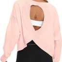 Darong Women's Open Back Athletic Shirt | Open back, Oversized, Crop length, Thumb Holes, Long sleeve, Loose fit, Y2k yoga, Athletic shirts (Pink, L)