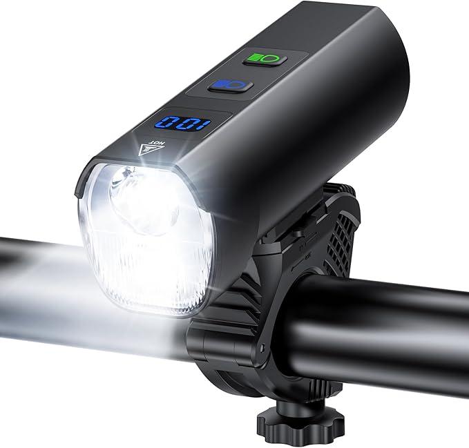 Super Bright LED Bike Light for Night Riding, Aluminum Alloy Bike Headlight USB Rechargeable, 5+5+3 Modes, 5000mAh Type-C Reverse Charging, Waterproof Bicycle Front Lights, 360° Rotatable Bracket