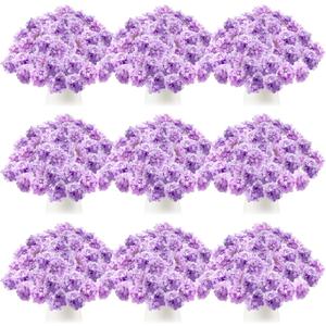 Tigeen 100 Pcs Hydrangea Artificial Flowers Bulk 7.48 Inch Artificial Hydrangeas with Removable Stems Faux Flowers Wedding Decor for Home Garden Party Decoration DIY Project (Lavender)