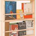 Wooden Kids Bookshelf, Wall Mount Shelf with Hooks, Organizer for Toys and Books, Space-Saving