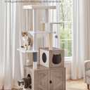HOOBRO Cat Tree with Litter Box Enclosure, Tall Cat Tower for Indoor Cats, All-in-One Modern Cat Condo, Hidden Litter Box Enclosure Furniture, with Cat House, Sisal Posts, Greige and White, 23.6"L x 17.7"W x 59.4"H
