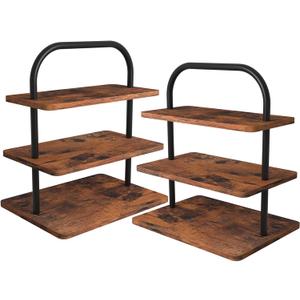 Cupcake Stand 2 Pack, 3 Tier Rustic Wood Metal Cupcake Stand for 50 Cupcakes, Large Dessert Display Stand for Party, Wedding, Graduation, Vendor