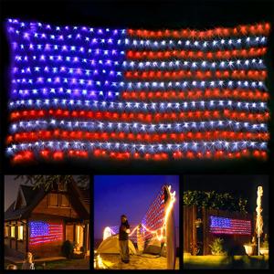 XTF2015 Led Flag Net Lights of The United States, Waterproof American Flag String Light for Christmas, Festival, Holiday, Independence Day, Memorial Day, Decoration, Garden, Yard, Indoor and Outdoor (6.5 FT x 3.28 FT)