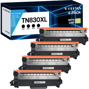 TN830XL Toner Cartridge Compatible Replacement for Brother TN830XL TN830 XL/V/R TN 830 for Brother DCP-L2640DW HL-L2460DW HL-L2480DW HL-L2400D HL-L2405W MFC-L2820DW Printers (4 Black)