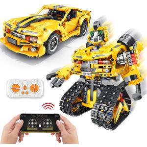 Sciencow 2-in-1 Build a Robot Kit, Remote & APP Controlled Robotic Building Blocks Toys STEM Projects for Kids Ages 8 9 10 11 12 13 14,Chirstmas Birthday Gift for Boys (RC Car)