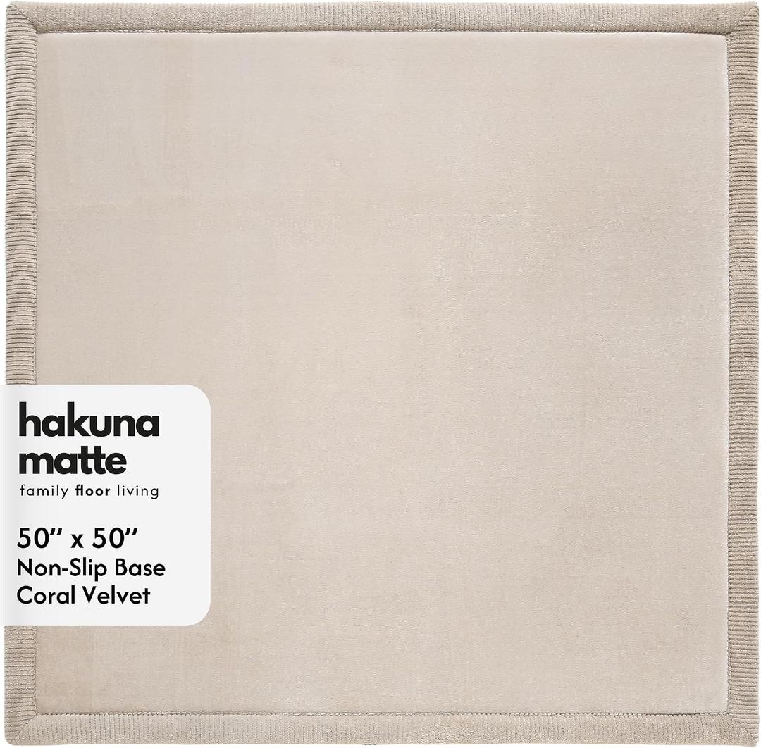 Hakuna Matte CloudSoft Play Mat - Beige 50" x 50" Super Soft | Waterproof Baby Rug | Luxury Cushioned Comfort | Safe & Non-Toxic for Tummy Time | OEKO-TEX Certified Modern Home Decor