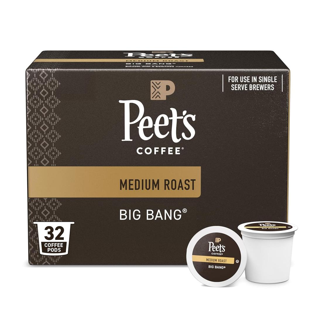 Peet's Coffee, Medium Roast Single Serve Coffee Pods - Big Bang, 32 Count (1 Box of 32 Pods) (EXP 01/19/26)