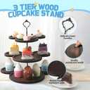 Mouse Wood Cupcake Stand 3 Tier for Birthday Party Decorations Mouse Ears Wooden Serving Tray Decorative Tiered Tray Party Supplies