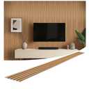 WPC Slat Wall Panels 8 Pack 96" x 6", Waterproof Fluted Wall Paneling, Accent 3D Wall Panel for Wall Decor, Bathroom, Bedroom, Office - Low Grille Elm (Cover Approx.32 sq.ft)