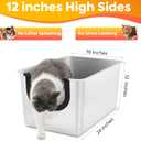Yangbaga Extra Large Stainless Steel Litter Box, Leak Proof 12 Inches High Sides for Urine & Litter Trapping, Corner Litter Box for Kittens, Older Cats,Non-Stick,Non-Slip,No Sharp Edges